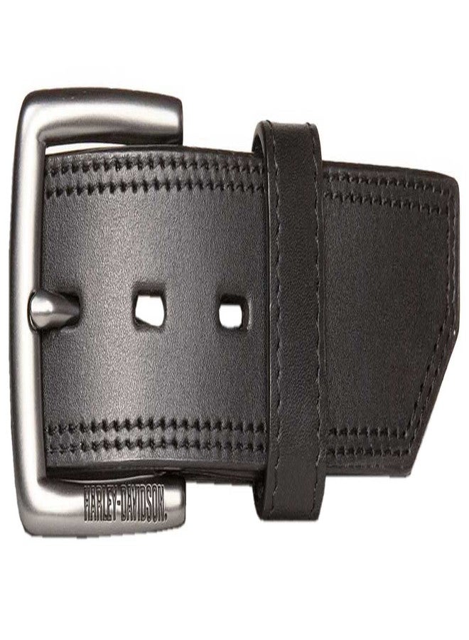 HARLEY DAVIDSON Harley-Davidson Men's Ergonomic Comfort Genuine Leather Belt - Solid Black (38) - Image 2